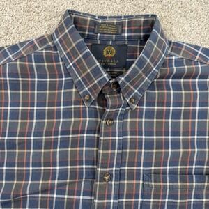 Viyella Button Down Shirt XL Plaid Cotton Wool Blend Long Sleeve Traditional Fit